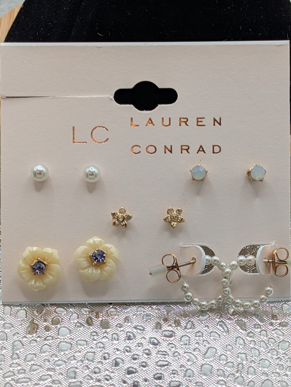 Kohl's LC Lauren Conrad Pearl and Ivory Floral Earring Set - 5 Pairs